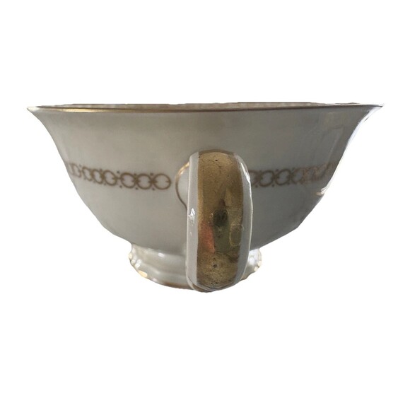 Vintage Rosenthal Bavaria Ivory Germany Floral Footed Tea Cup Saucer Gold Accent - Picture 8 of 12